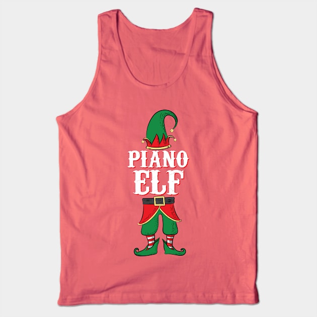 Piano Elf - Christmas Gift Idea for Piano Players design Tank Top by Vector Deluxe